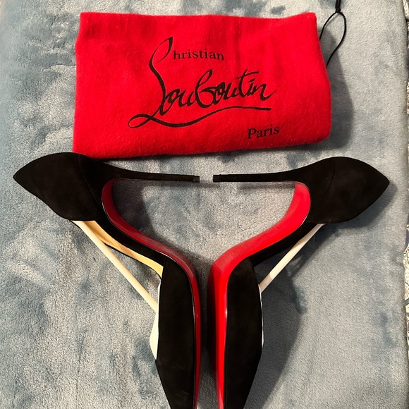 100% Authentic Christian Louboutin Black Suede Iriza Half d'Orsay Pumps - Picture 5 of 9